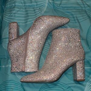 Betsey Johnson Glittering Ankle Boots - Silver